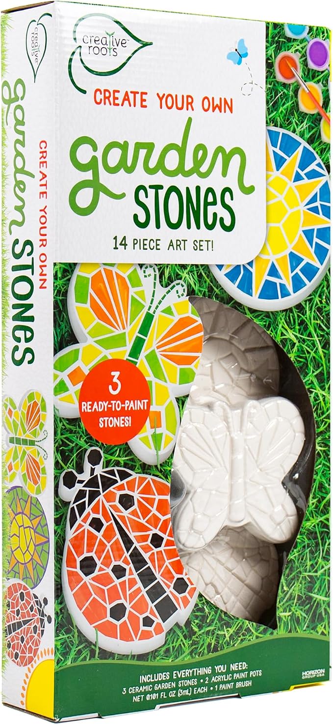 Creative Roots Paint Your Own Butterfly, Ladybug & Sun Stepping Stone by Horizon Group USA, 1 box of 3 count