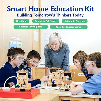 ACEBOTT 5-in-1 ESP32 STEM Smart Home and School Education Kit Compatible with Arduino, STEM Robotics Science Kits for Students Age 12+, Engineering Projects STEAM Activities Gifts 12-16 Year Old