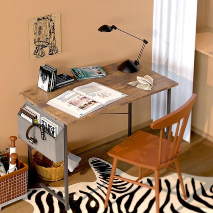 Small Space Writing Desk with Headphone Hooks, Modern Simple Design, Suitable for Study, Home Office and Living Room