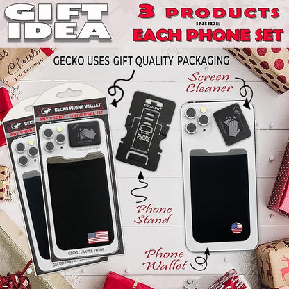 Phone Wallet - Adhesive Card Holder - Cell Phone Pouch - Stick on Lycra Pocket by Gecko - Carry Credit Cards and Cash