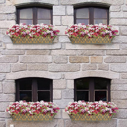 6 Pack 24 Inch Window Boxes Planters Railing Planter Box with Adjustable Brackets for Porch Fence Patio Balcony Hanging Flower Baskets with Coco Liners for Outdoor Garden Decor - Dark Grey