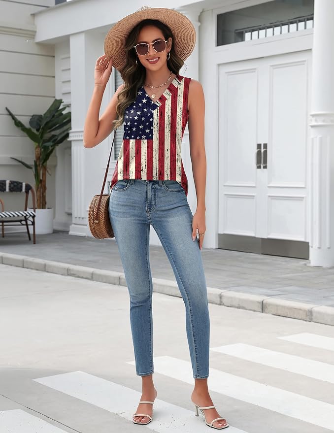 Zeagoo Tank Top for Women V Neck Loose Fit Sleeveless Summer Tops Business Casual Outfits Dressy Blouses Shirts