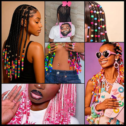 Dowsabel Pink Pony Beads Bulk 1000 Pcs 6x9mm, Large Hole Kandi Hair Beads for Braids Bracelets, DIY Friendship Bracelets Necklaces Jewelry Making Crafts and Gifts