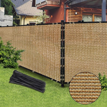 Sand 4FT X 50FT Outdoor Privacy Screen Fence & Mesh Shade Net Cover, Ideal for Garden and Backyard - Enhances Privacy for Fencing & Chain Link, Perfect for Patio Privacy Wall, Slats，Freestanding