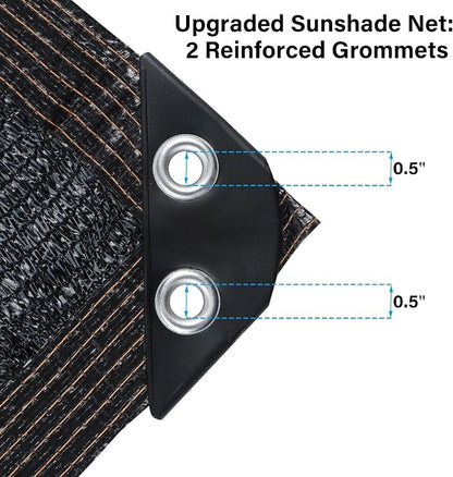 winemana Black Shade Cloth 40%, 5x10 FT Mesh Tarp - Garden Shade for Greenhouse, Patio, Vegetables, Plants Cover and Chicken Coops, Sun Shade Net for Outdoor Protection with Reinforced Grommets