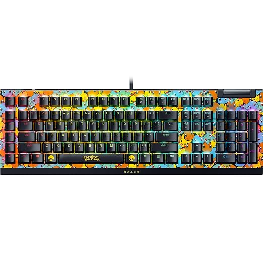Razer BlackWidow V4 X Mechanical Gaming Keyboard, Pokémon Edition | Green Switches Tactile & Clicky, 6 Macro Keys, Chroma RGB, Doubleshot ABS Keycaps, Sound Dampening & Stabilizers