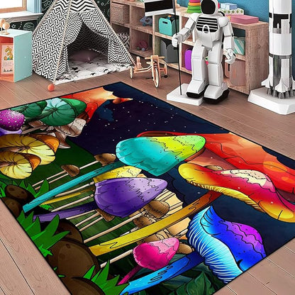 Mushroom Rugs for Bedroom Fantasy Mushroom Prints Rugs for Bedroom Mushroom Area Rugs for Girls Bedroom for Home Dining Living Room Rugs, 3'×4'