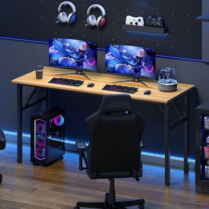 Need Home Office Desk - Large Computer Desk Sturdy Table Foldable Desk Gaming Computer Table No Assembly Required AC5BB 60 inch | Black Frame Writing Gaming Work Table/Foldable Home Office Desk/Sewing Table, No Assembly Required