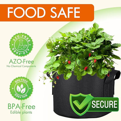 Gardzen 10-Pack 7 Gallon Grow Bags, 300G Thickened Aeration Fabric Pots with Handles, Heavy Duty Cloth Pots for Plants