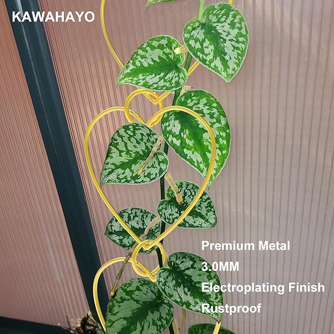 20 Pcs Chain Trellis for Climbing Plants Indoor Outdoor, Plant Trellis, Garden Plant Wall Trellis, Vine Support Houseplant Accessories for Monstera, Pothos, Ivy, Climbing Plants (Gold Heart)