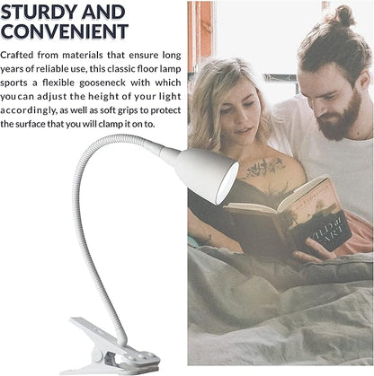 Newhouse Lighting NHCLP-OL-WH Olivia LED Clamp Light Desk Lamp with Flexible Gooseneck, 3 Brightness Levels & 3 Color Modes, White