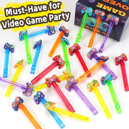 24Pcs Video Game Bubble Wands for Kids Party Favors Supplies Decorations, Pinata Goodie Bag Stuffers & Classroom Prizes Valentines Easter Halloween Christmas Stuffers