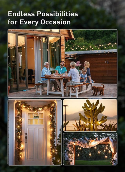 Brightown 30FT LED Outdoor String Lights, Plug-in Waterproof Patio Lights with 25 Shatterproof Bulbs, Warm White Outdoor Hanging Light Decor for Backyard Deck Garden Bistro Porch Party