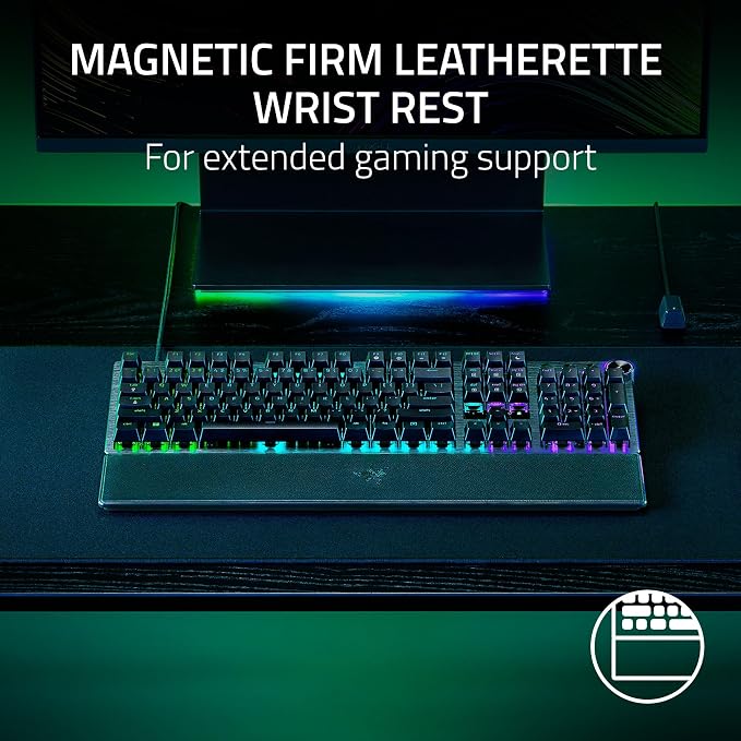 Razer Huntsman V3 Pro Esports Gaming Keyboard, Black | Analog Optical Switches, Snap Tap, Rapid Trigger, Adjustable Actuation, Media Keys & Dial, Doubleshot PBT Keycaps, Wrist Rest