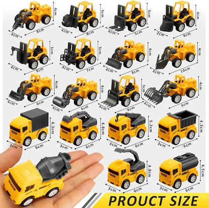 Libima 72 Pcs Construction Toys for Construction Party Favors, Fire Fighting Vehicles Tractor Military Truck Toys Small Sand Trucks Excavator Toy for Birthday Gift, 16 Styles(Engineering Vehicles)