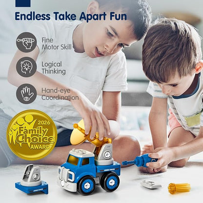 hahaland Toys for 5 Year Old Boy Birthday Gift, Stem Toys 6 Year Old Boys | 5 in 1 Take Apart Trucks Transform to Robot Toy Building Sets for Kids 5-7, Educational Creative Vehicle Drill Screw Playsets