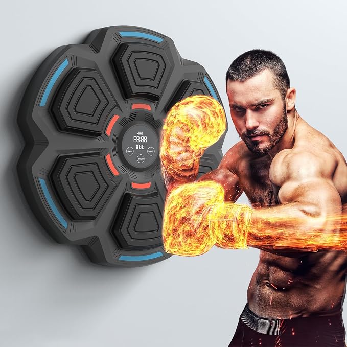 OurStarry Smart Music Boxing Machine for Adults and Kids, Wall Mounted Punching Trainer with Boxing Gloves, LED Electronic Target, 9 Modes and 9 Speeds, Home Gym Workout Equipment
