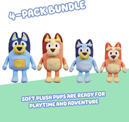 Bluey Heeler Family Stuffed Animals Set of 4, 7-8”, Soft Bingo, Bandit, and Chilli Plush Figure Toys, Cuddly Plush Toys for Kids Ages 3+