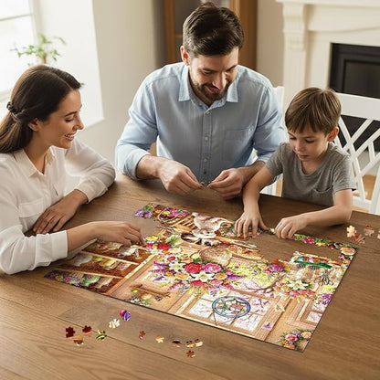 Cozy Floral Retreat Puzzles for Adults 1000 Pieces,Challenging Jigsaw Puzzles for Adults,Difficult Impossible Puzzle for Family Game Night,Puzzle with Letters on Back,Recycled Paper Jigsaw Puzzle