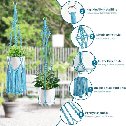 Macrame Plant Hangers, 6Pack Hanging Planters for Indoor Plants w/ 6 Set Hangers Kit Handmade Macromay Plant Hangers Indoor Flower Pots Holder Stand for Boho Home Décor (POTS NOT Included)