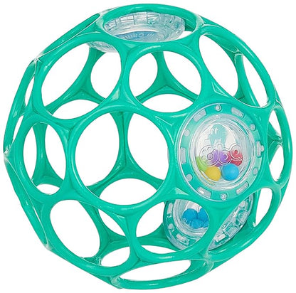 Bright Starts Oball Easy-Grasp Rattle BPA-Free Infant Toy in Teal, Age Newborn and up, 4 Inches