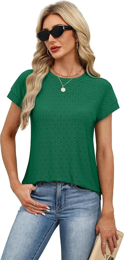 Alaroo Womens Summer Tops Short Sleeve Shirts Crew Neck Tshirt Cute Trendy Tunic Blouses (S-3XL)