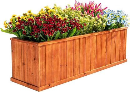 IDZO Wooden Window Box 40 in, Spacious Wooden Planter Boxes with Convenient Drainage Holes, Durable Oil Coated Window Box for Flowers & Plants, Decor Garden, Balcony, Backyard, Easy Assembly