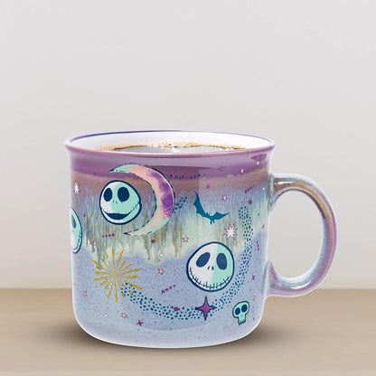 Silver Buffalo Disney Nightmare Before Christmas, Ceramic Camper Mug, 20oz | Jack Skellington, Mystic Opulence, Reactive Glaze, 0.59 Liters