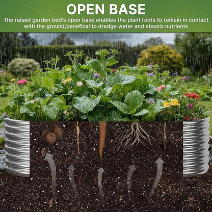 3 PCS 4x2ft Galvanized Raised Garden Bed Outdoor, Metal Garden Bed for Vegetables, Above Ground Garden Box for Flower, Steel Raised Beds for Gardening