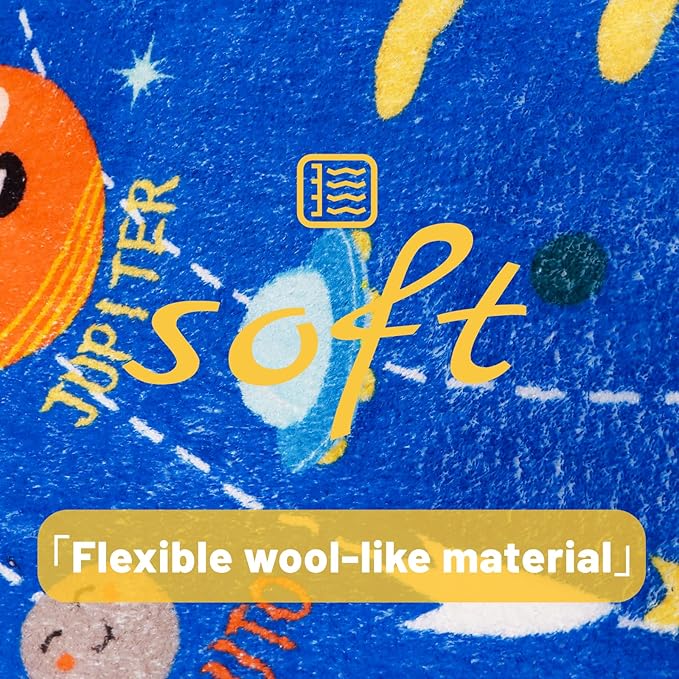 Round ABC Kids Rug,4 Ft Soft Circle Alphabet Playroom Rug,Washable Non-Slip Solar System Kids Play Rug,Space Educational Rug Kids Carpet for Classroom Playroom Bedroom Kids Room Decor