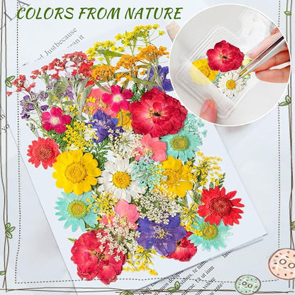 Kaluofan 103PCS Bookmark Making Kit, Transparent Flower Bookmarks, Handmade Dried Flower Bookmark Kit for School, DIY Bookmark Kit with Abundant Bottle Bookmarks Dried Flowers Tassels and Tweezer