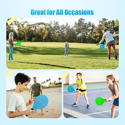 TEILLNET Paddle Ball Set, Outdoor Games for Adults and Family, Badminton Sets for Backyards Yard Game with 4 Rackets 4 Balls 8 Birdies, Beach Toys Pool Lawn Outside Park Camping Family Games Gifts