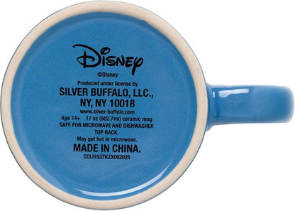 Silver Buffalo Disney Lilo and Stitch, Wax Resist Ceramic Pottery Mug, 17oz | Sitting Pose, Etched Engraved Handmade, 0.5 Liters
