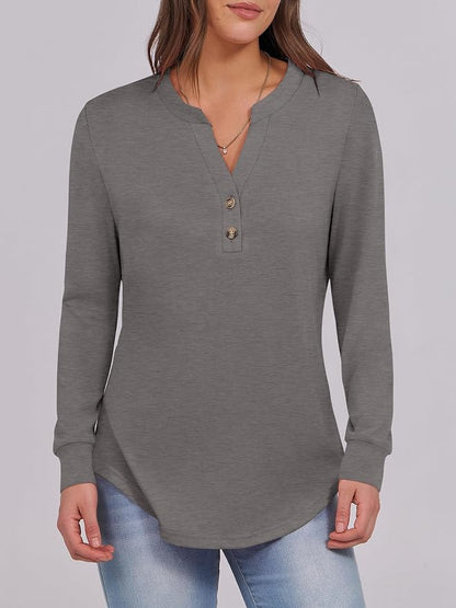 ANRABESS Women's Long Sleeve Shirts 2026 Spring Fashion Dressy Casual Tops Trendy Henley Blouses Cute Work Outfits Clothes
