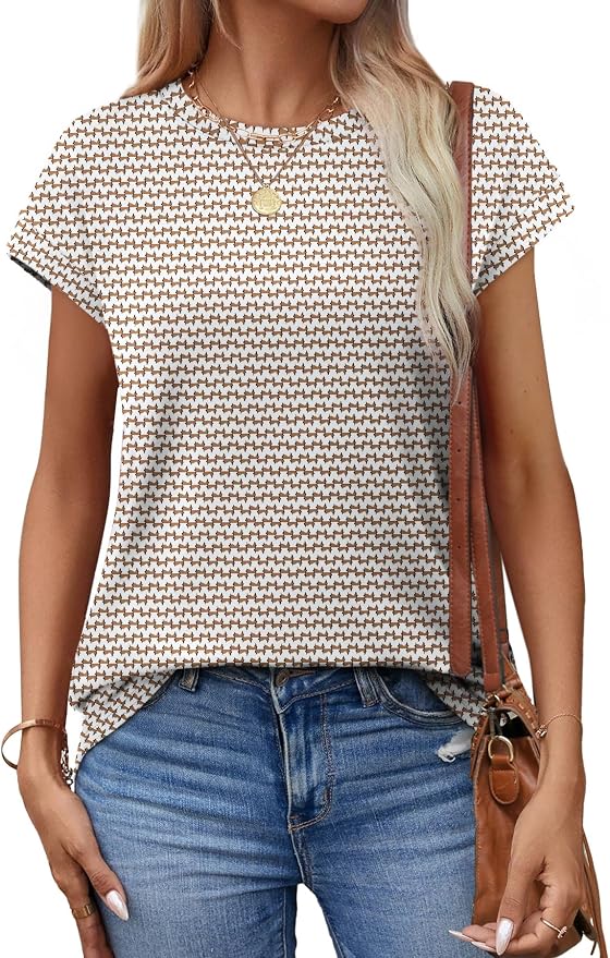 Alaroo Womens Summer Tops Short Sleeve Shirts Crew Neck Tshirt Cute Trendy Tunic Blouses (S-3XL)