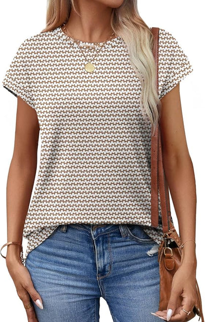 Alaroo Womens Summer Tops Short Sleeve Shirts Crew Neck Tshirt Cute Trendy Tunic Blouses (S-3XL)