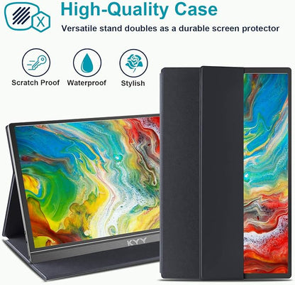 KYY Portable Monitor 15.6" 1080P Computer Monitor Screen Extender w/Cover | Portable Monitor for Laptop 1080P FHD IPS with USB-C and HDMI, Laptop Screen Extender for Travel HDR Gaming Monitor w/Speaker