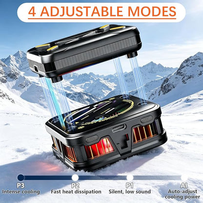 Wireless Magnetic Phone Cooler for Gaming & Streaming | Cordless Operation | Semiconductor Cooling | Digital Display | Quiet Fan | Travel & Outdoor Ready