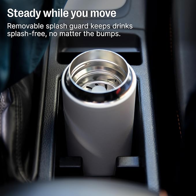 Fellow Carter Move 12oz Ceramic-Lined Coffee Travel Mug - Vacuum-Insulated Stainless Steel Tumbler, No Metallic Taste, Leak-Proof, Hot 12Hr Cold 24Hr, Dishwasher Safe, BPA-Free, Matte White