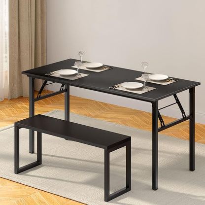 Need Office Computer Desk 60 Inch Sturdy Folding Laptop Table Black | Black Frame Writing Gaming Work Table/Foldable Home Office Desk/Sewing Table, No Assembly Required