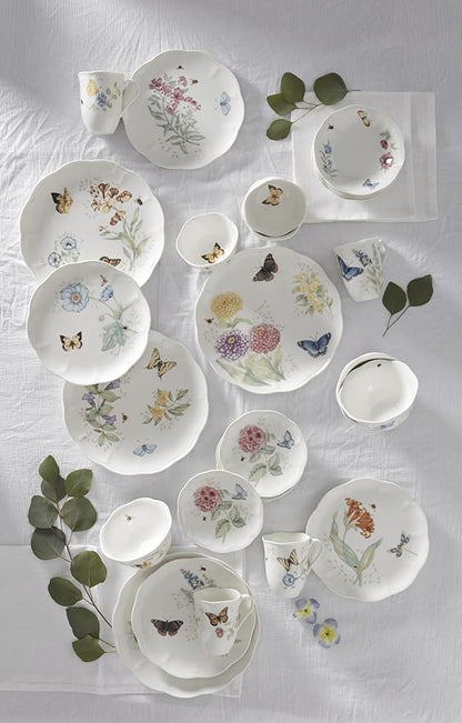 Lenox Dinnerware Set, Butterfly Meadow 28-Piece Set, Service For 4, Porcelain Plates With Scalloped Edges, Plates And Bowls Sets, Microwave Safe, Dishwasher Safe, Home & Kitchen (28 Piece, Assorted)