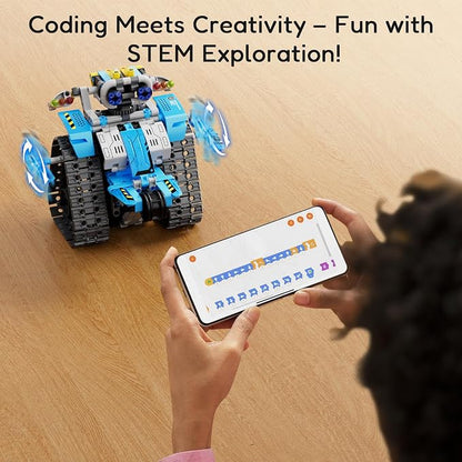 Mibido Robot Building Kit with Remote Control STEM Gifts for Kids Boys Ages 8-14, Technic Coding Robotic Toys for Teen‘s Birthday, Build 5in1 Models with 488 Pieces