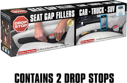Drop Stop - Original Car Seat Gap Filler (Shark Tank) - Set of 2 + Gifts | Car Accessories for Men & Women, Between Seats Console Organizer, Patented, As Seen On Shark Tank