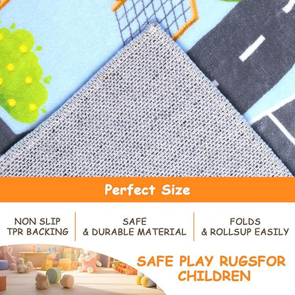 HEBE Kids Play Rug 3'4"x5' ABC Alphabet Numbers Shapes Educational Kid Area Rug Washable Baby Crawling Mat Non Slip Kid Play Mat Carpet for Girl Boy Bedroom Playroom