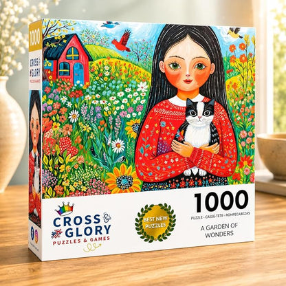 Cross & Glory - A Garden of Wonders - 1000 Piece Jigsaw Puzzle for Adults | Vibrant Nature & Art Puzzle | Challenging Puzzle for Adults | Eco-Friendly Materials for Puzzle Lovers