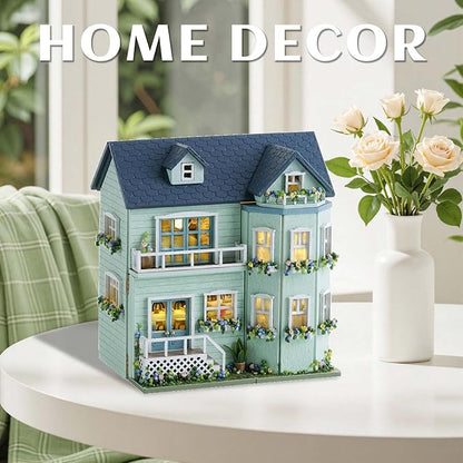 Flever Dollhouse Miniature DIY House Kit Creative Room with Furniture for Romantic Valentine's Gift (Warm House)