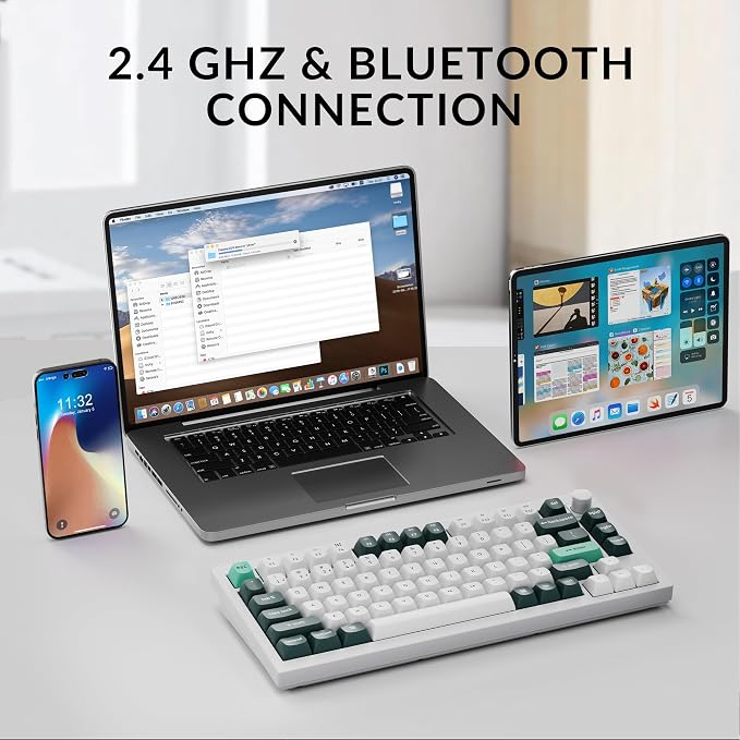 Keychron Q1 HE Wireless Custom Magnetic Keyboard, QMK Launcher | Rapid Trigger 2.4 GHz & Bluetooth 5.2 with Gateron Double-Rail Magnetic Switch for Mac Windows Linux (Hot-swappable) - White