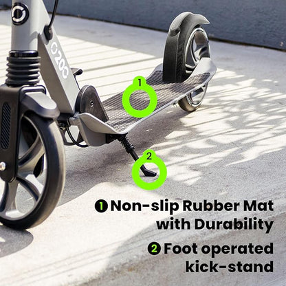 AERO MOBILITY Kick Scooter for Kids 6+, Teens & Adults | Light Up Wheels, Hand Brake, Rubber Deck Mat & Shock Absorption | Foldable & Height Adjustable