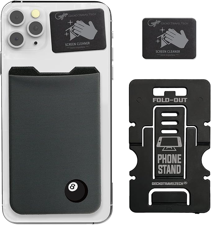 Phone Wallet - Adhesive Card Holder - Cell Phone Pouch - Stick on Lycra Pocket by Gecko - Carry Credit Cards and Cash
