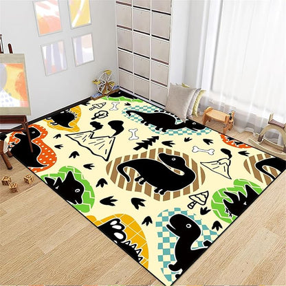 Dinosaur Rugs for Boys Bedroom - Kids Bedroom Rug Dinosaur Pattern Area Rug Kids Play Rugs for Boys Dinosaur Bedroom Decor for Boys Colorful Dinosaur Print Area Rug Kids Rugs for Bedroom,3'×4'